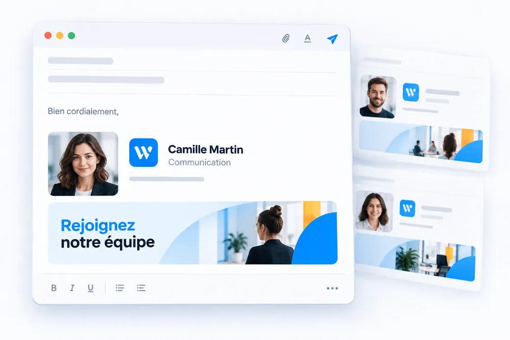 Signature email avec bannière de recrutement