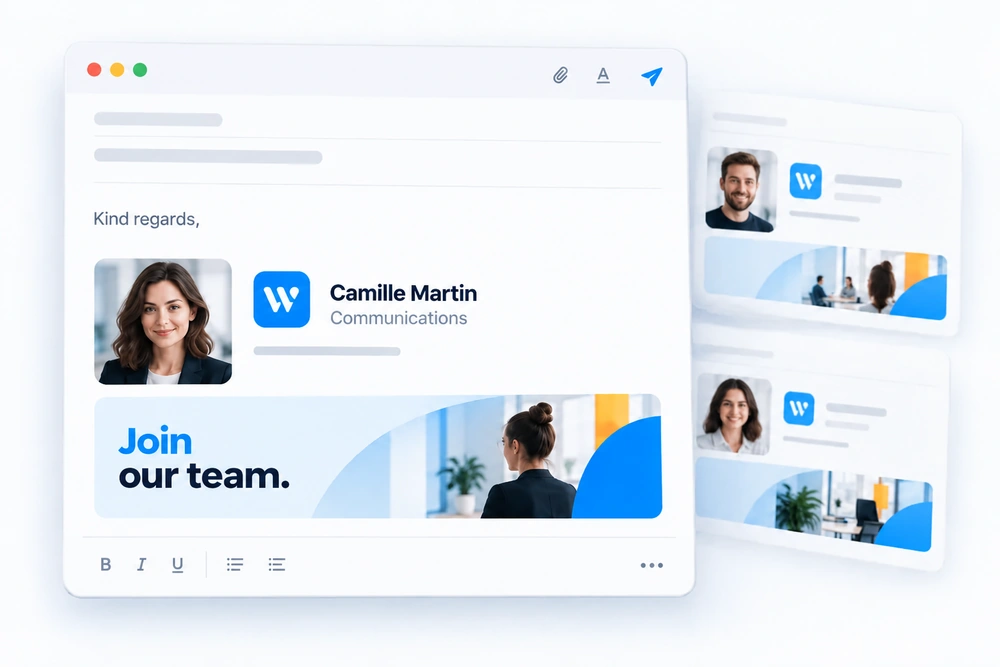 Email signature with a recruitment banner